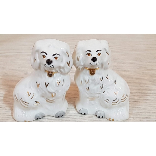 186 - 'Royal Doulton' Pair of Miniature Staffordshire Ceramic Dog Figurines 'Left and Right' (9cm)