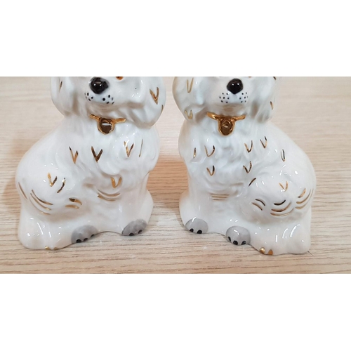 186 - 'Royal Doulton' Pair of Miniature Staffordshire Ceramic Dog Figurines 'Left and Right' (9cm)