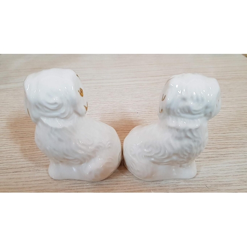 186 - 'Royal Doulton' Pair of Miniature Staffordshire Ceramic Dog Figurines 'Left and Right' (9cm)