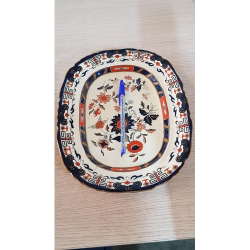 20A - Rare Masons’s antique ironstone ‘Windsor Pattern’ Imari’ palette platters – 28cm x 23, 33cm x 27. 39... 