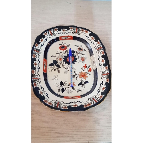 20A - Rare Masons’s antique ironstone ‘Windsor Pattern’ Imari’ palette platters – 28cm x 23, 33cm x 27. 39... 