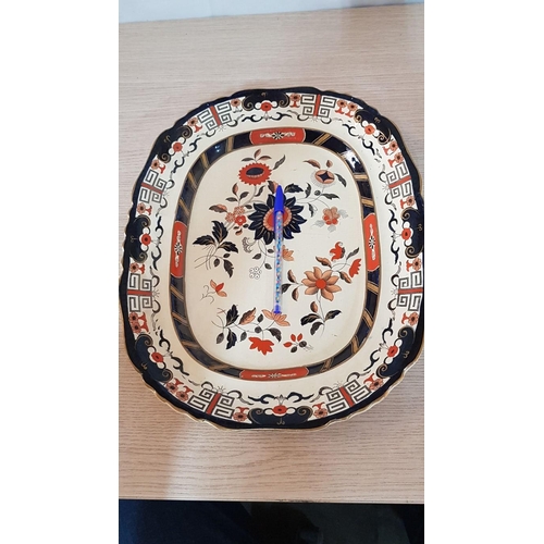 20A - Rare Masons’s antique ironstone ‘Windsor Pattern’ Imari’ palette platters – 28cm x 23, 33cm x 27. 39... 