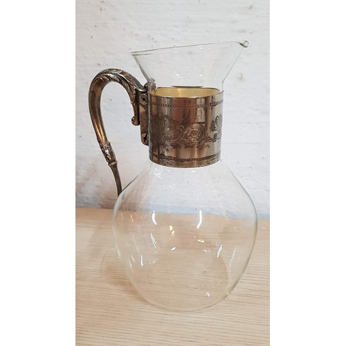 29 - Vintage Corning Glass Carafe/Pitcher with decorative White Metal Handle (23.5cm) and Retro Cut Glass... 