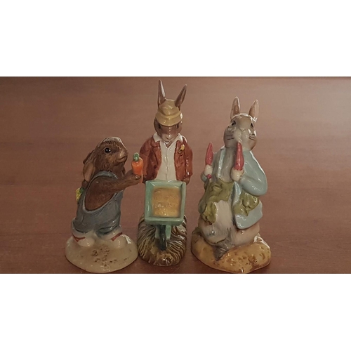 32 - Bunnies Porcelain Figurines by Royal Doulton 4x and Royal Albert 1x  All Hallmark with Stamp, Name, ... 