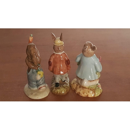 32 - Bunnies Porcelain Figurines by Royal Doulton 4x and Royal Albert 1x  All Hallmark with Stamp, Name, ... 