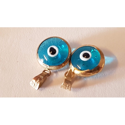 35A - Pair of Gold Tone (Hallmark AS 333) Evil Eye Pendants