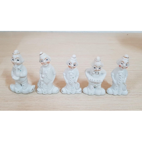 46 - Collection of Five Continental Style Ceramic Clown Figurines (10cm each)