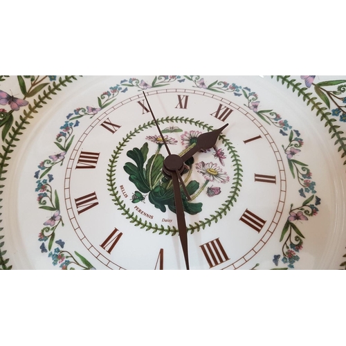 5 - Portmeirion 'The Botanic Garden' Porcelain Wall Clock, (Approx. Ø: 27cm)