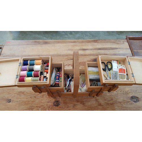 50A - 1950’s cantilever sewing box complete with contents – 33cm x 17 x 30 overall inc handle