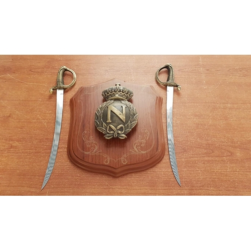 55 - Replica of Napoleonic Shield and Letter Openers Set: Sabres/Wall Souvenirs  (Approx. 22 x 17cm)