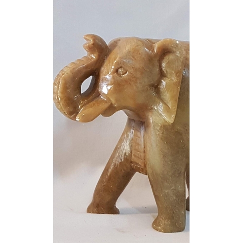 57 - Heavy soapstone elephant – 15cm x 16