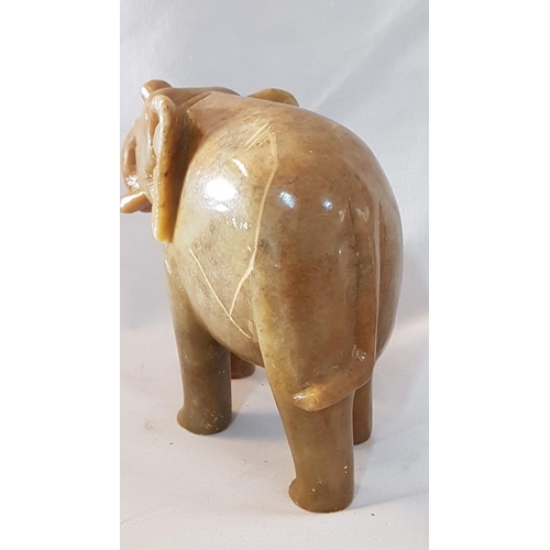 57 - Heavy soapstone elephant – 15cm x 16