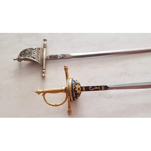 61 - Letter Openers: Replica of Toledo Sword and Enamel Semiramis Swords (18cm, 17cm)