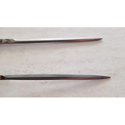 61 - Letter Openers: Replica of Toledo Sword and Enamel Semiramis Swords (18cm, 17cm)