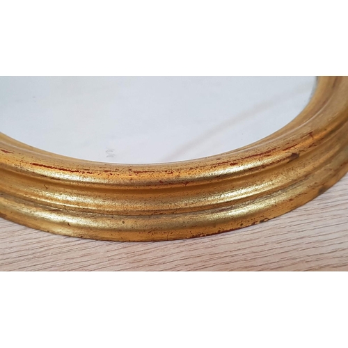 63 - Vintage Style Oval Gold Tone Framed Wall Mirror (34 x 29cm)