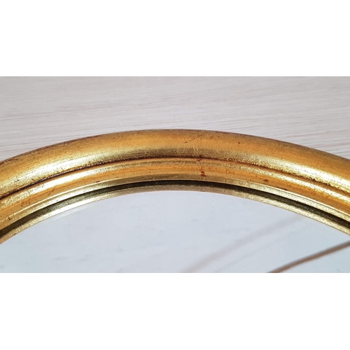 63 - Vintage Style Oval Gold Tone Framed Wall Mirror (34 x 29cm)