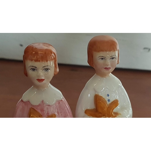 65 - Vintage Continental Style Porcelain Figurines 'Bedtime', Girl in Pink and Girl in White Nightgowns (... 