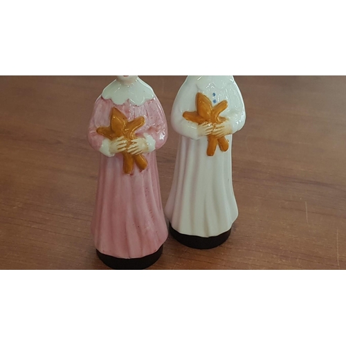 65 - Vintage Continental Style Porcelain Figurines 'Bedtime', Girl in Pink and Girl in White Nightgowns (... 