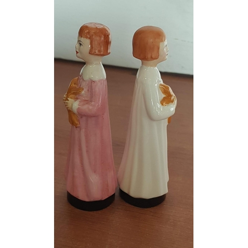 65 - Vintage Continental Style Porcelain Figurines 'Bedtime', Girl in Pink and Girl in White Nightgowns (... 