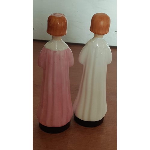 65 - Vintage Continental Style Porcelain Figurines 'Bedtime', Girl in Pink and Girl in White Nightgowns (... 