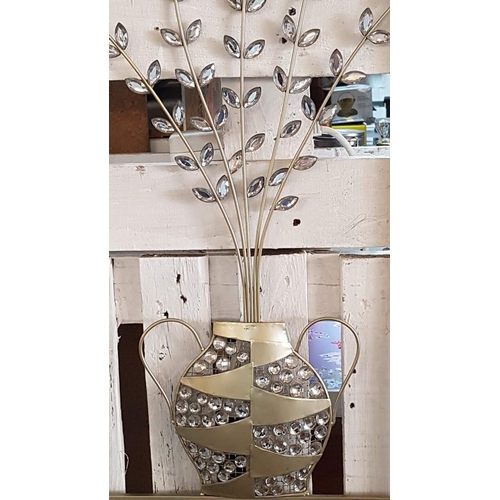 67 - Metal wall art depicting flowers in a pot. – 100cm x 36