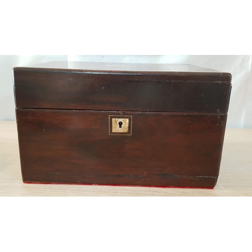 80 - Victorian trinket box with hidden drawer, and flap in lid with insert for personal papers. . Mahogan... 