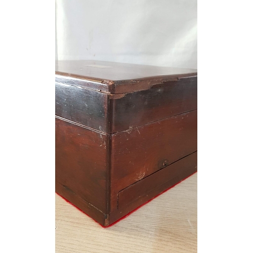 80 - Victorian trinket box with hidden drawer, and flap in lid with insert for personal papers. . Mahogan... 