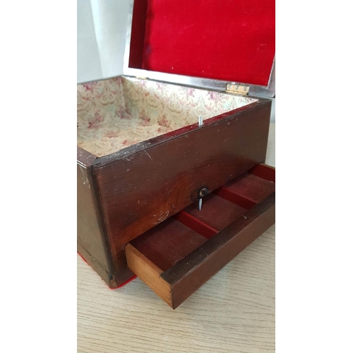 80 - Victorian trinket box with hidden drawer, and flap in lid with insert for personal papers. . Mahogan... 