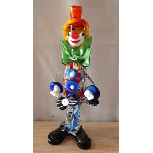 114 - Vintage Hand Blown Murano Style Colourful Glass Clown Figurine, Circa 1970's/80's, (Approx. H: 23cm)... 