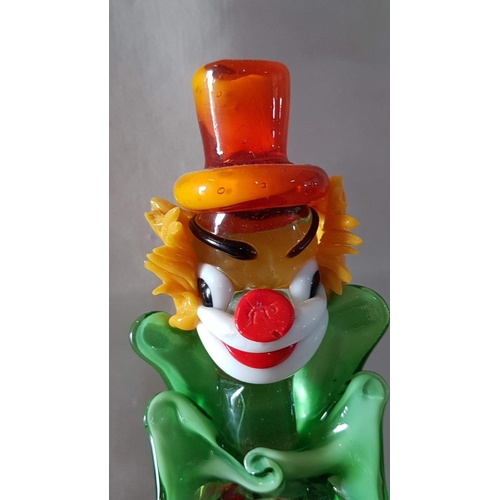 114 - Vintage Hand Blown Murano Style Colourful Glass Clown Figurine, Circa 1970's/80's, (Approx. H: 23cm)... 