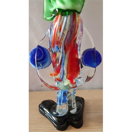 114 - Vintage Hand Blown Murano Style Colourful Glass Clown Figurine, Circa 1970's/80's, (Approx. H: 23cm)... 