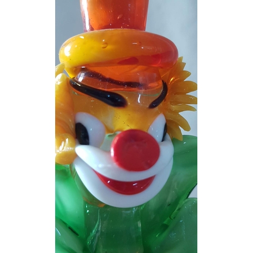 114 - Vintage Hand Blown Murano Style Colourful Glass Clown Figurine, Circa 1970's/80's, (Approx. H: 23cm)... 