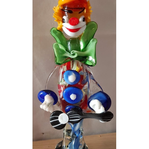 114 - Vintage Hand Blown Murano Style Colourful Glass Clown Figurine, Circa 1970's/80's, (Approx. H: 23cm)... 