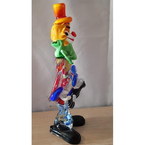 114 - Vintage Hand Blown Murano Style Colourful Glass Clown Figurine, Circa 1970's/80's, (Approx. H: 23cm)... 