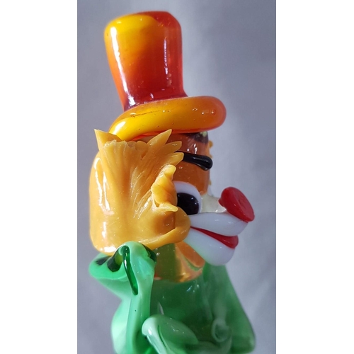 114 - Vintage Hand Blown Murano Style Colourful Glass Clown Figurine, Circa 1970's/80's, (Approx. H: 23cm)... 