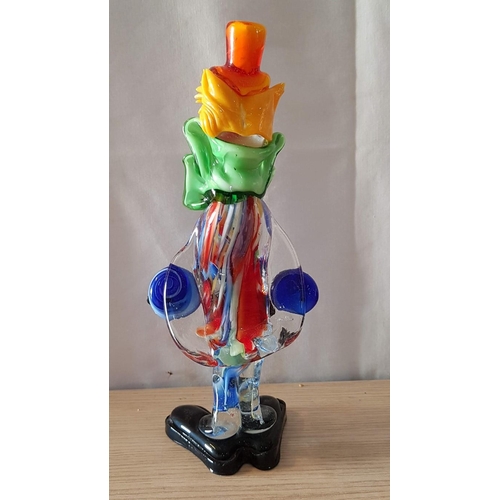 114 - Vintage Hand Blown Murano Style Colourful Glass Clown Figurine, Circa 1970's/80's, (Approx. H: 23cm)... 