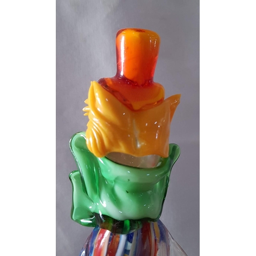 114 - Vintage Hand Blown Murano Style Colourful Glass Clown Figurine, Circa 1970's/80's, (Approx. H: 23cm)... 