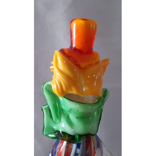 114 - Vintage Hand Blown Murano Style Colourful Glass Clown Figurine, Circa 1970's/80's, (Approx. H: 23cm)... 