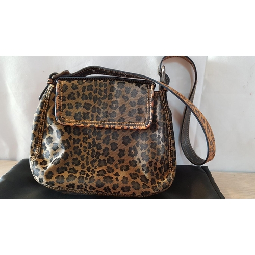 115 - Fendi Leopard Animal Print Brown Canvas and Leather Shoulder Bag with Gold Tone Clasp, Together with... 