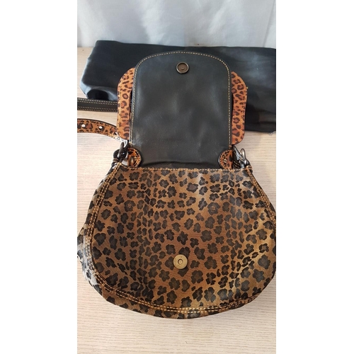 115 - Fendi Leopard Animal Print Brown Canvas and Leather Shoulder Bag with Gold Tone Clasp, Together with... 