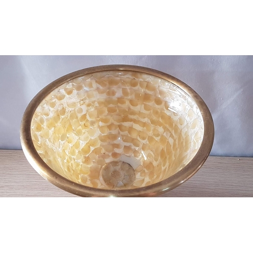 116 - Elegant Mother-of-Pearl and Brass Effect Pedestal Bowl, (Approx. H: 18cm, Ø: 22cm)