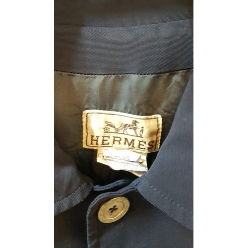 119 - Hermes Navy Blue Classic Men's Jacket, with 3 x Large Pockets and Large Silver Tone Buttons, (Size: ... 