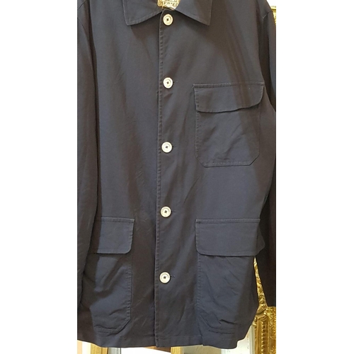 119 - Hermes Navy Blue Classic Men's Jacket, with 3 x Large Pockets and Large Silver Tone Buttons, (Size: ... 