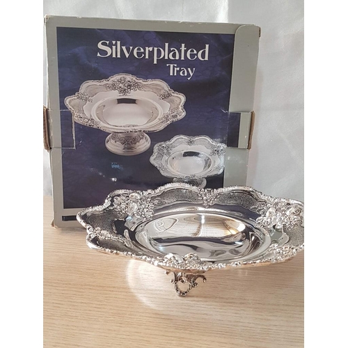 632 - Collection of Silver Plated Tableware / Home Decoration; 3 x Decorative Footed Round Serving Dishes,... 