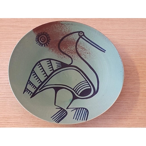 685 - Modern Folk Art Style, Turquoise Ceramic Cup & Plate, Late 20th or Early 21st Century, (Approx. Ø: 2... 