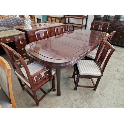 694 - Solid Wood Oriental Style Extendable Dining Table, (Approx. 242 x 106cm with 2 x Extensions Included... 