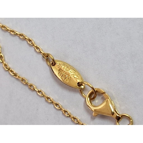 105A - Beautiful 22ct Gold Necklace with Gold Beads and Two Offset Graduating Dangling Beads, (Approx. L: 4... 