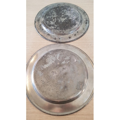 544y - Set of 3 x Antique Pewter Plates, (Approx. Ø: 24cm each) with Hallmark, (see multiple catalogue phot... 