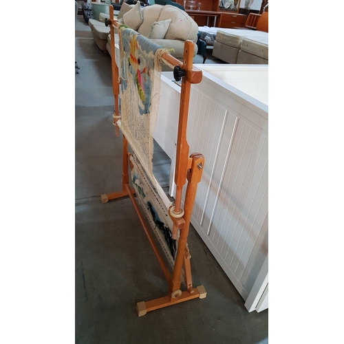 545y - Country Style Adjustable Wooden Tapestry Loom / Frame, Floor Standing,