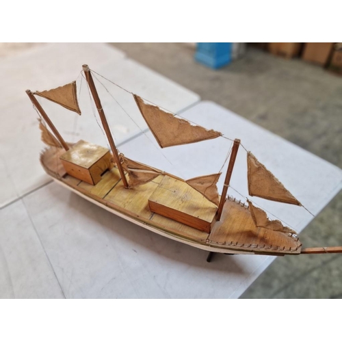 588y - Hand Made Model of a Ship / Boat, (Approx. L: 85cm)